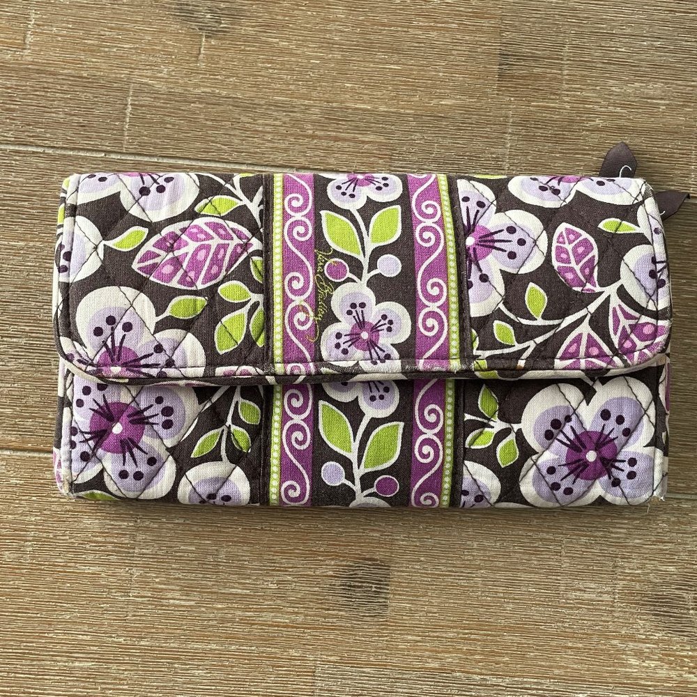 VERA BRADLEY Plum Petals Tri-Fold Wallet